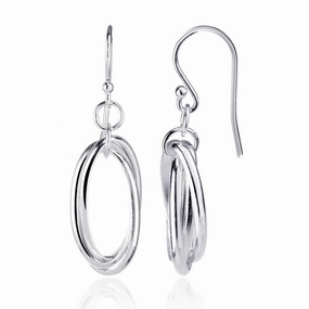 Sterling Silver Triple Oval Earrings