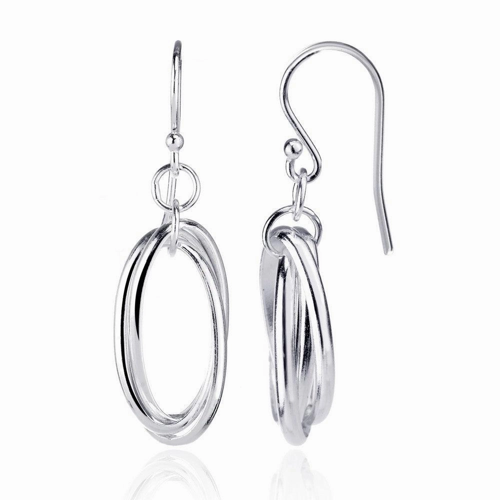 Sterling Silver Triple Oval Earrings