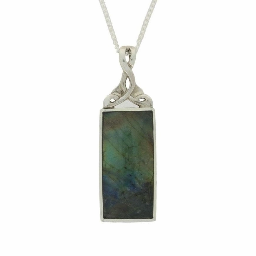 Sterling Silver Turritella And Labradorite Reversible Pendant & Chain