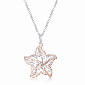 Sterling Silver Two Tone Starfish Necklace