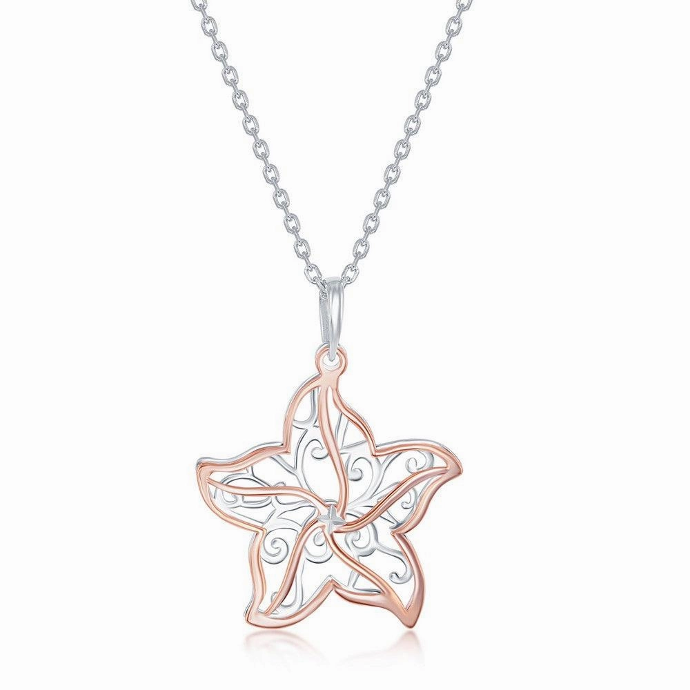 Sterling Silver Two Tone Starfish Necklace