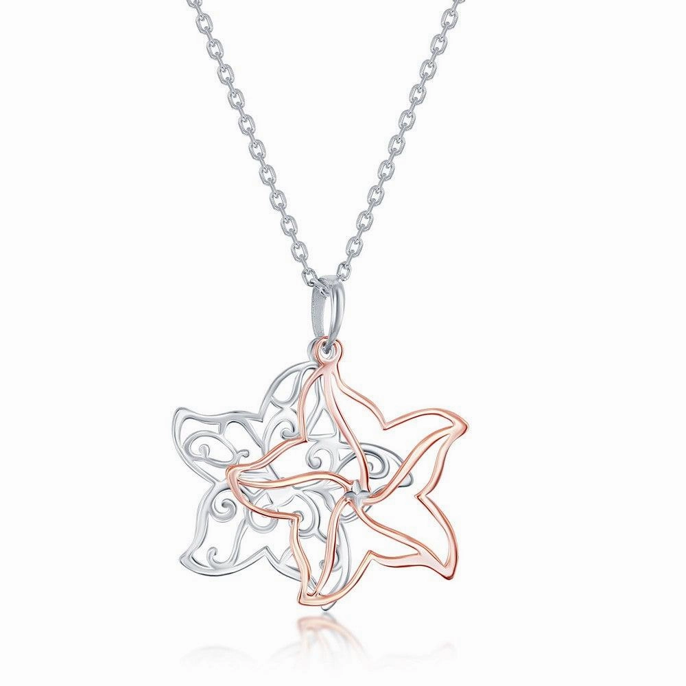 Sterling Silver Two Tone Starfish Necklace