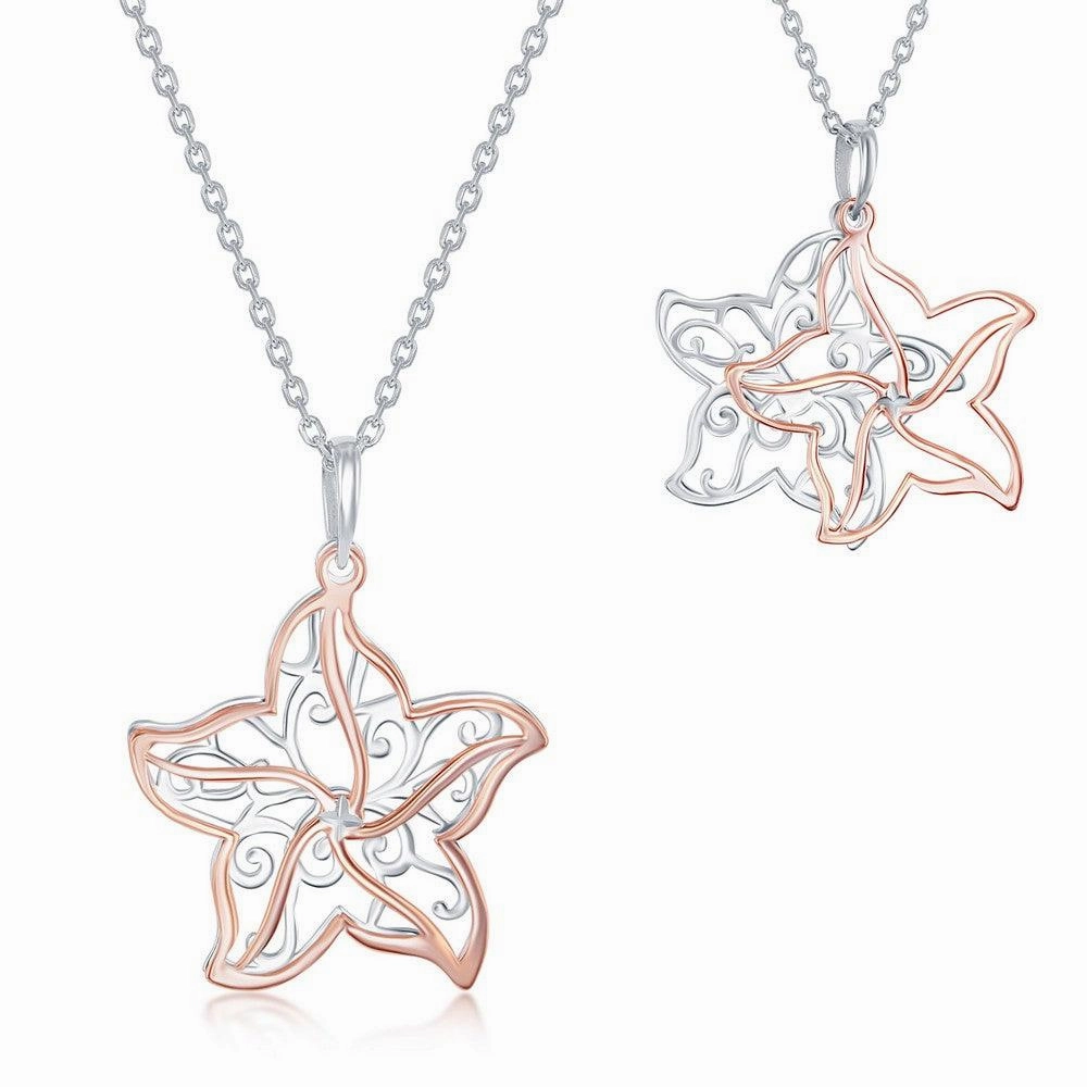 Sterling Silver Two Tone Starfish Necklace