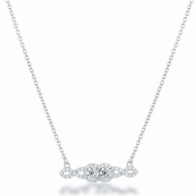 Sterling Silver Us2gether Two-Stone CZ Center Necklace
