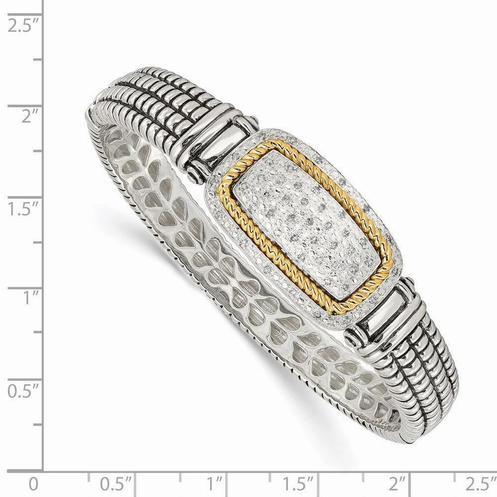 Sterling Silver w/14k 1/4ct. Diamond Bangle Bracelet