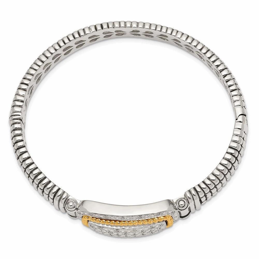 Sterling Silver w/14k 1/4ct. Diamond Bangle Bracelet