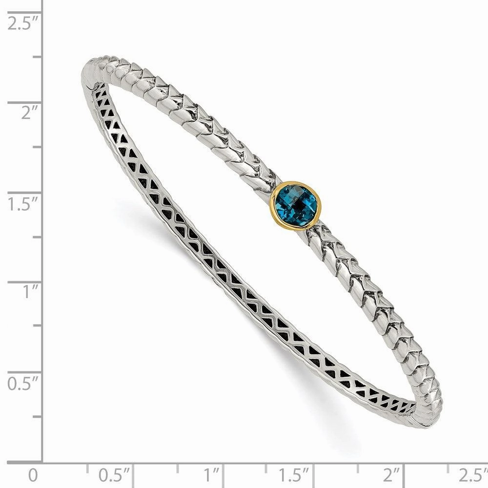 Sterling Silver w/14k London Blue Topaz Bangle