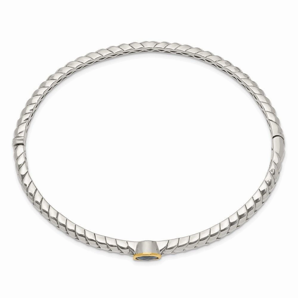Sterling Silver w/14k London Blue Topaz Bangle