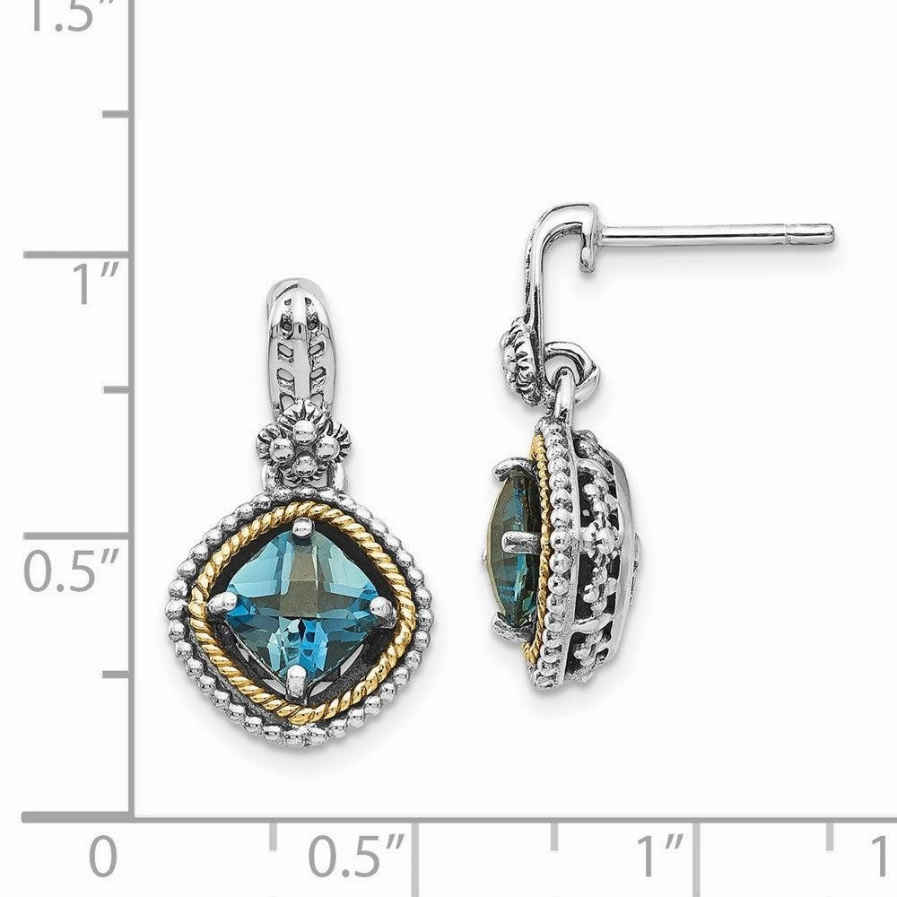 Sterling Silver w/14k London Blue Topaz Post Earrings
