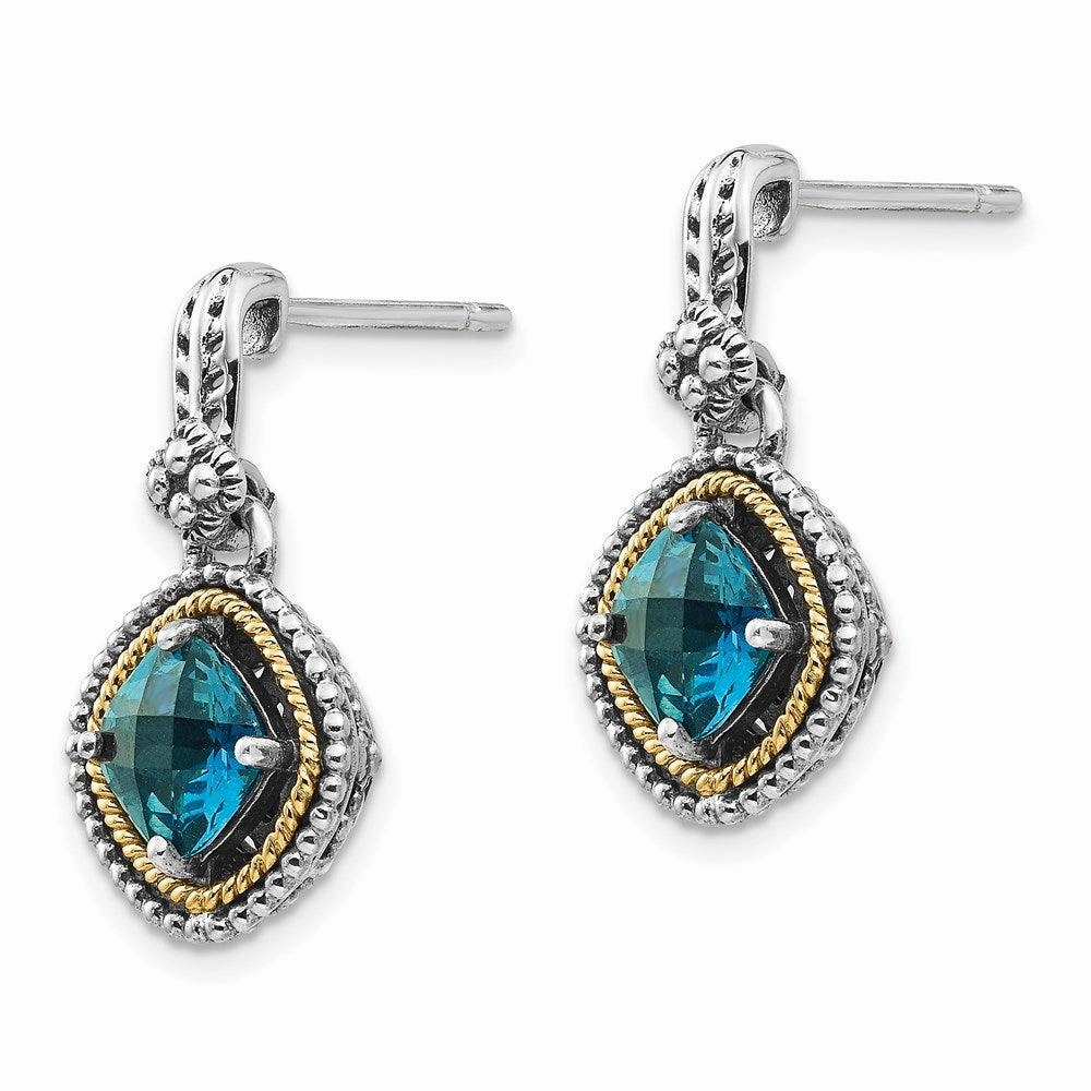 Sterling Silver w/14k London Blue Topaz Post Earrings