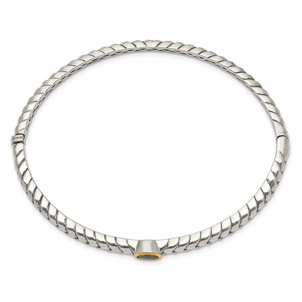 Sterling Silver w/14k Peridot Bangle Bracelet