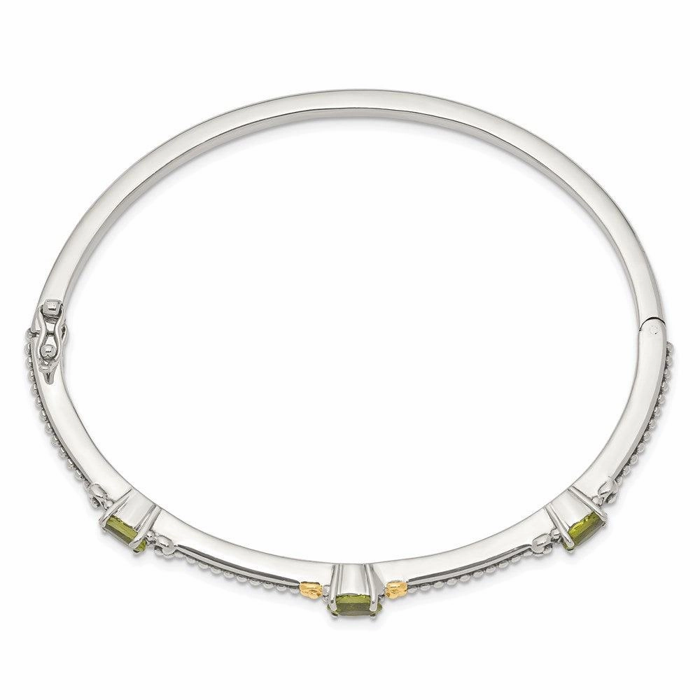 Sterling Silver w/14ky Peridot Bangle