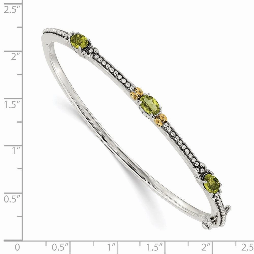 Sterling Silver w/14ky Peridot Bangle