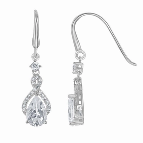 Sterling Silver White Topaz Teardrop Earrings