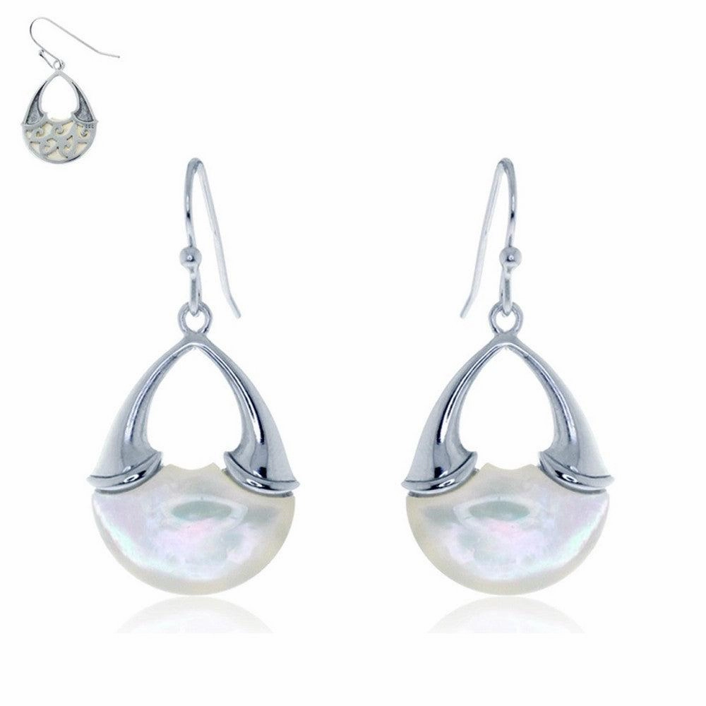 Sterling Silver White Upside Down V MOP Earrings