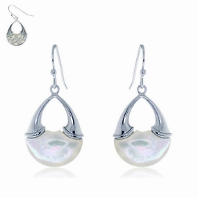 Sterling Silver White Upside Down V MOP Earrings