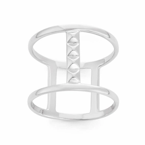 Sterling Silver Wide Double Row with Bars Ring, Size 7