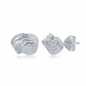 Sterling Silver Wire Love Knot Stud Earrings