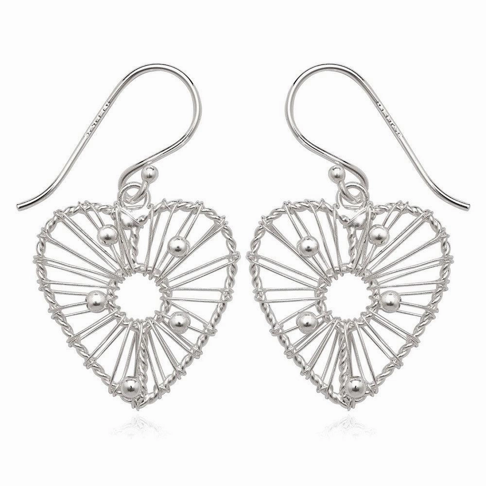 Sterling Silver Wired Heart Earrings