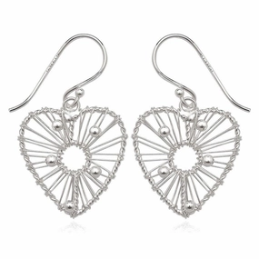 Sterling Silver Wired Heart Earrings