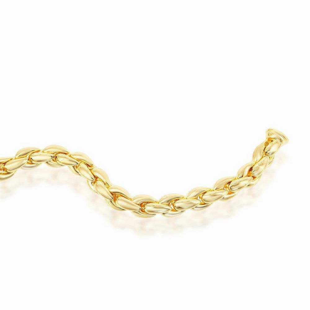 Sterling Silver With 14K Gold Overlay; Oval-Linked Bracelet; MADE IN ITALY