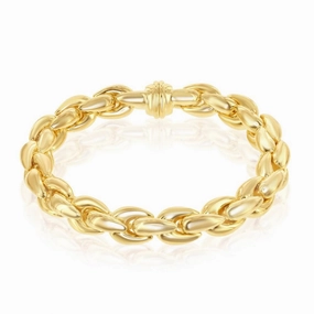 Sterling Silver With 14K Gold Overlay; Oval-Linked Bracelet; MADE IN ITALY