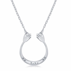Sterling Silver XOXO U Hands Design Necklace