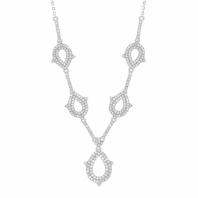 Sterling Silver Y Style Teardrop Bridal Necklace