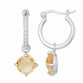 Sterling Silver Yellow Hanging Citrine Earrings