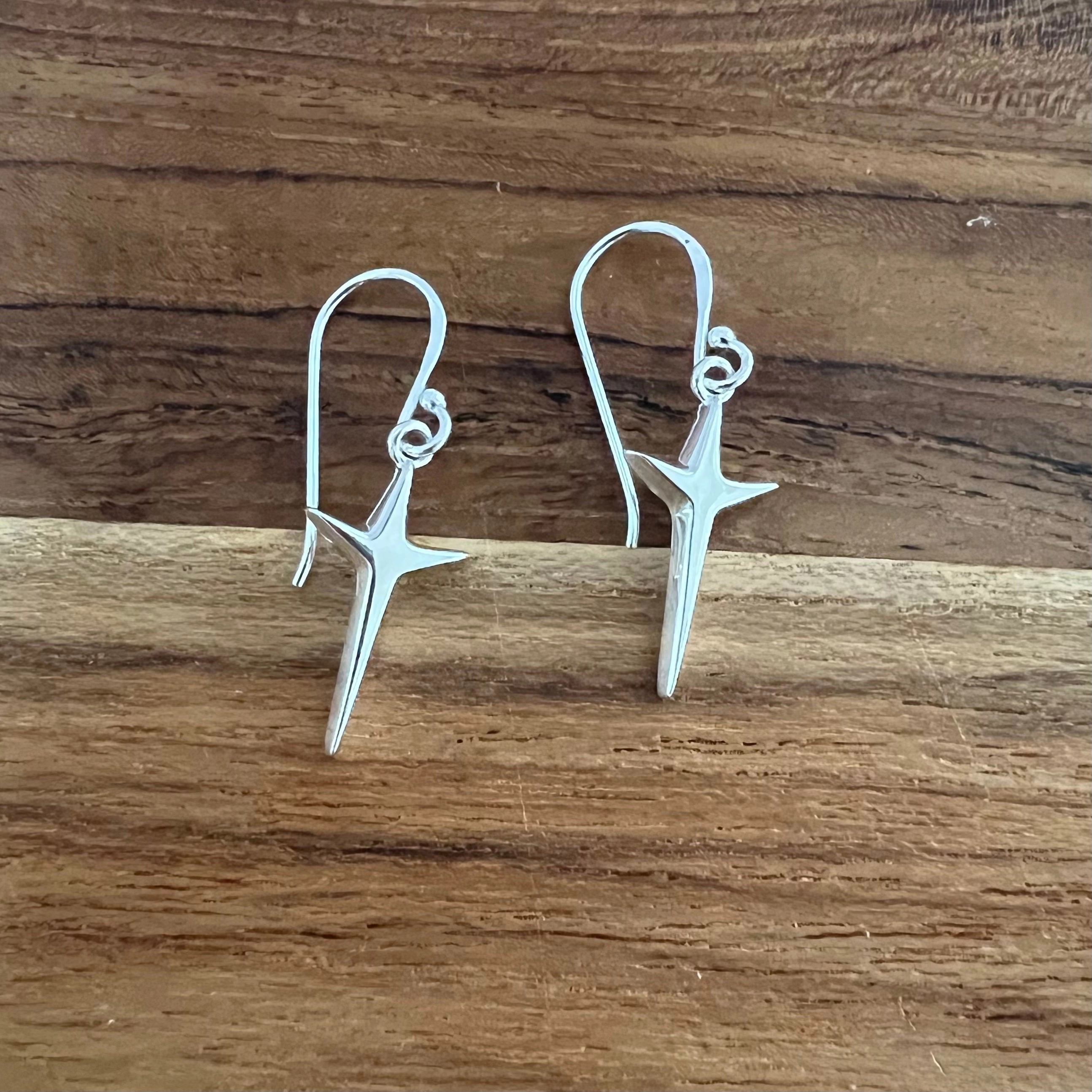 Steven Lavaggi Sterling Silver Petite Uplifting Cross Earrings
