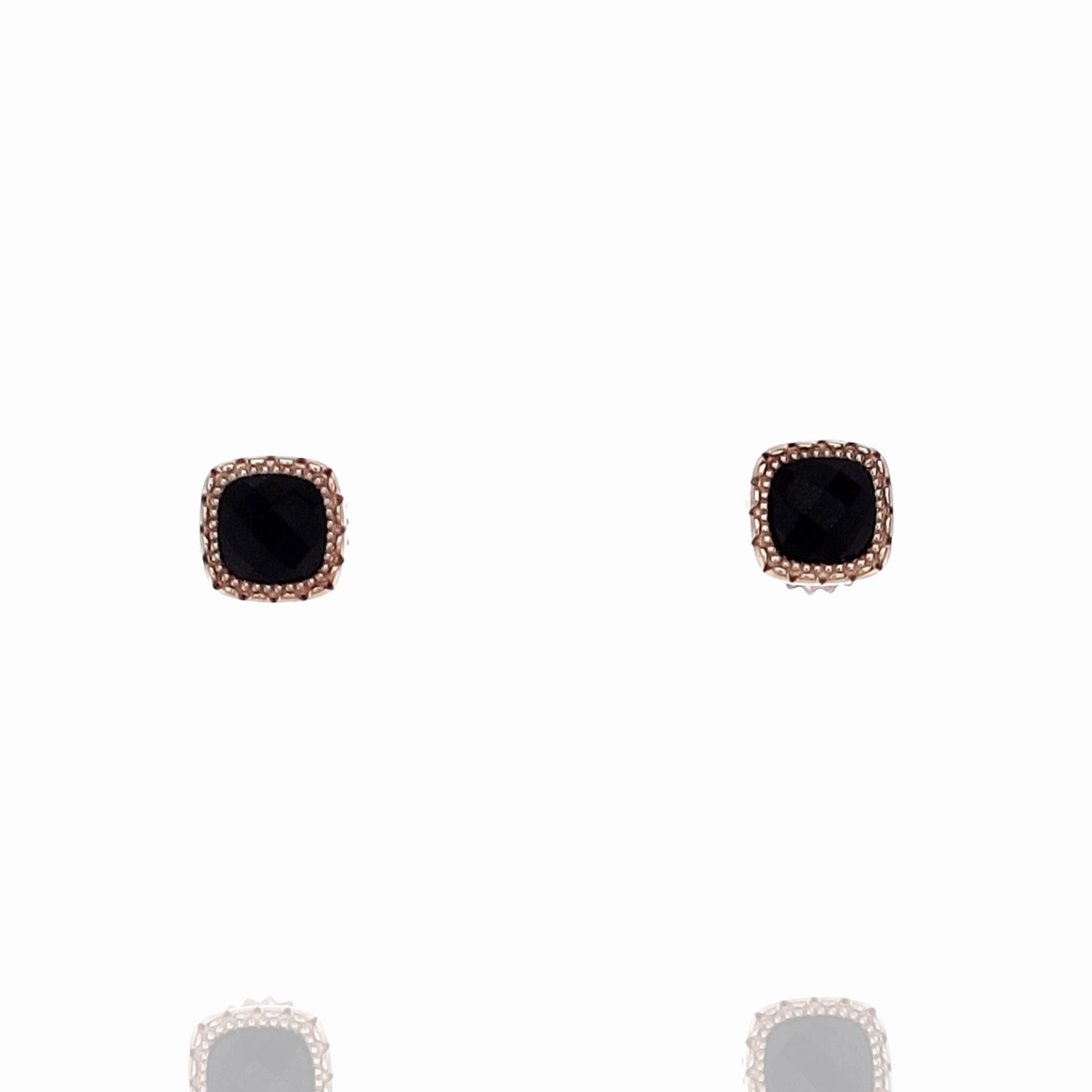 Tacori 14k Rose Gold Cushion Cut Black Onyx Stud Earring