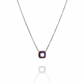 Tacori 14k Rose Gold Petite Cushion Gem Rose Amethyst Pendant Necklace