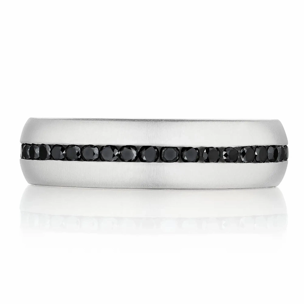 Tacori 18W Men's Channel Set Black Diamond in Satin Finish Wedding Band