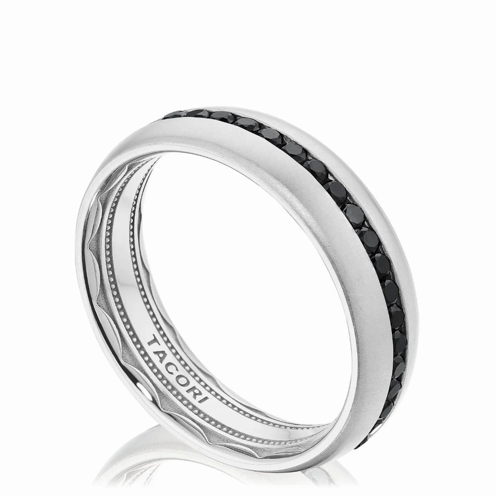 Tacori 18W Men's Channel Set Black Diamond in Satin Finish Wedding Band