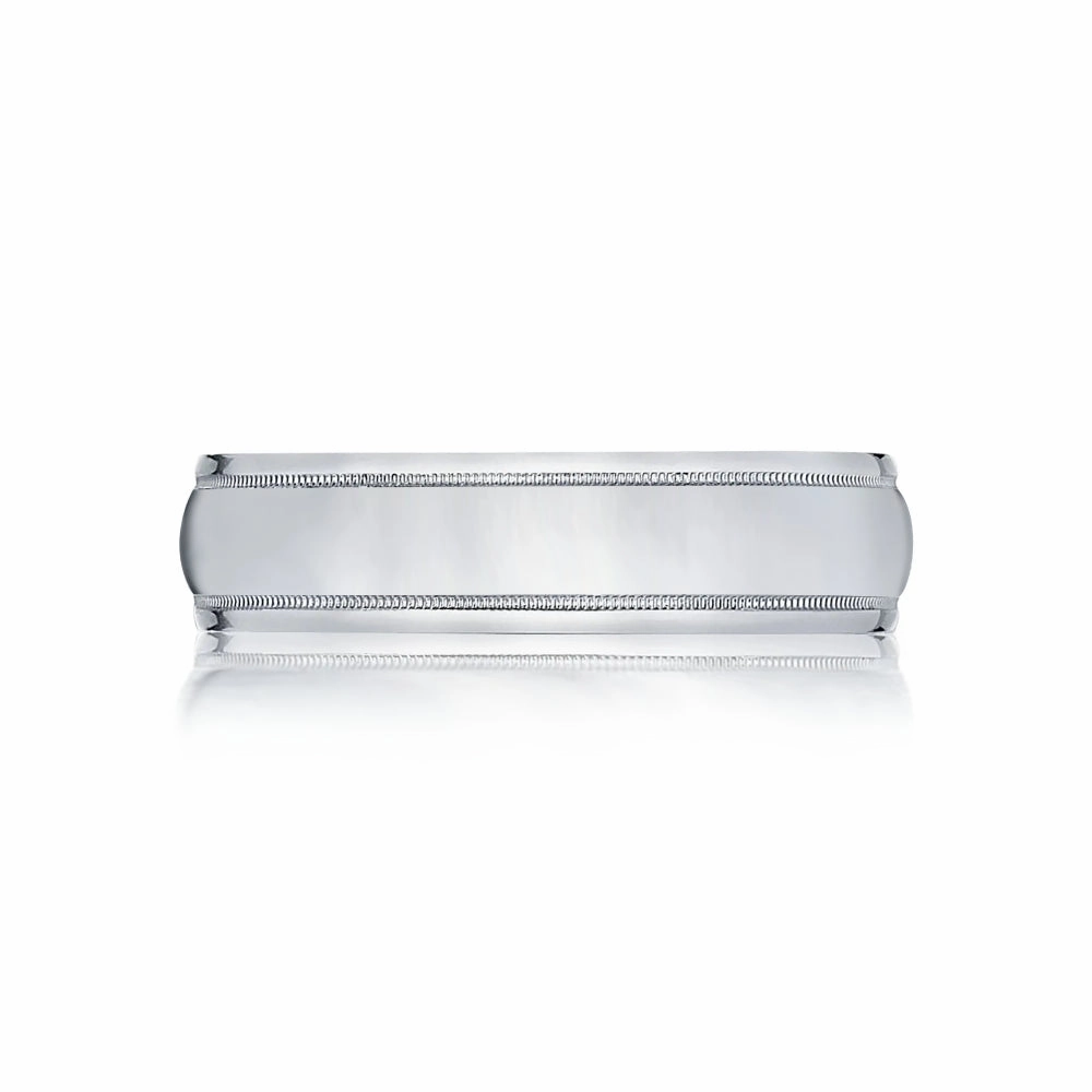 Tacori Classic Gents 18k White Gold Milgrain High Polish 5mm Wedding Band