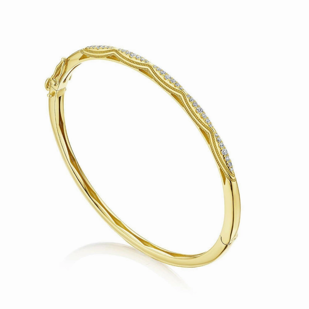 Tacori Crescent Eclipse 18k Single Row Diamond Bangle