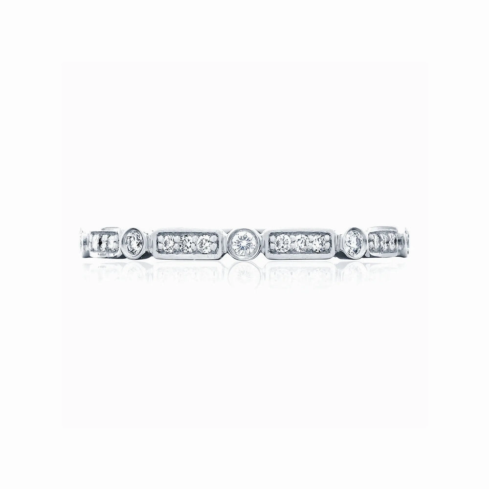 Tacori Sculpted Crescent 18k Bezel Droplet and Basket Alternating Wedding Band