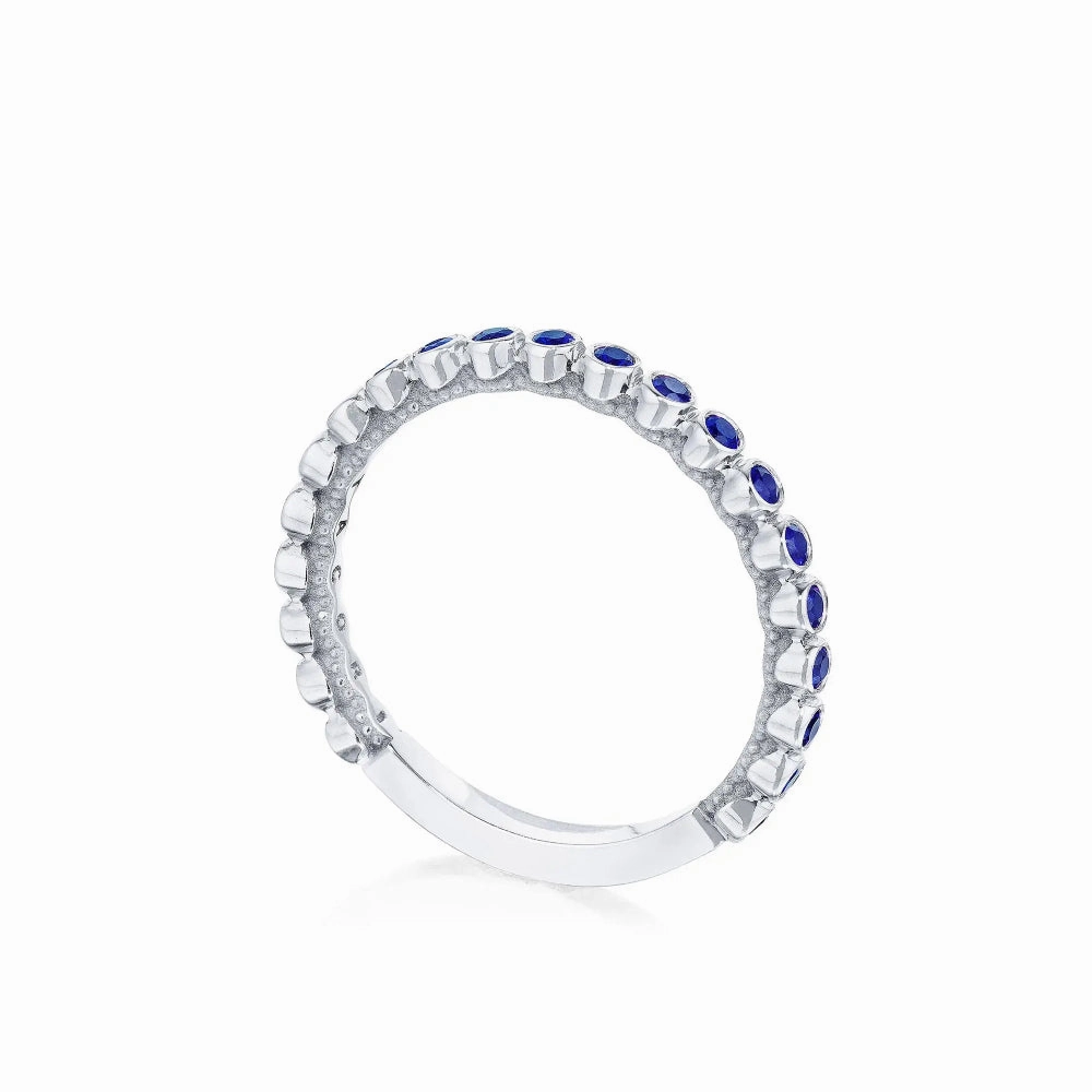 Tacori Sculpted Crescent 18k Bezel Droplet Sapphire Wedding Band