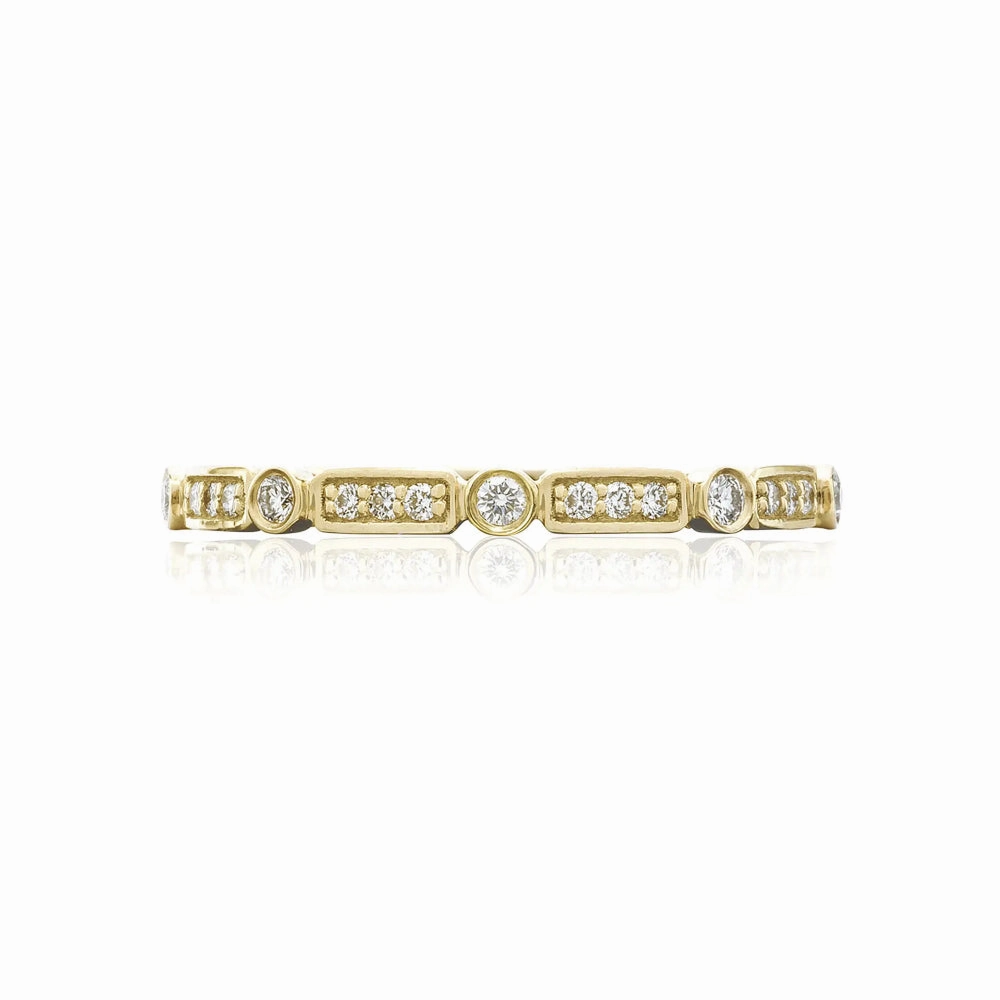Tacori Sculpted Crescent 18k Gold Bezel Droplet and Basket Alternating Wedding Band - Eternity