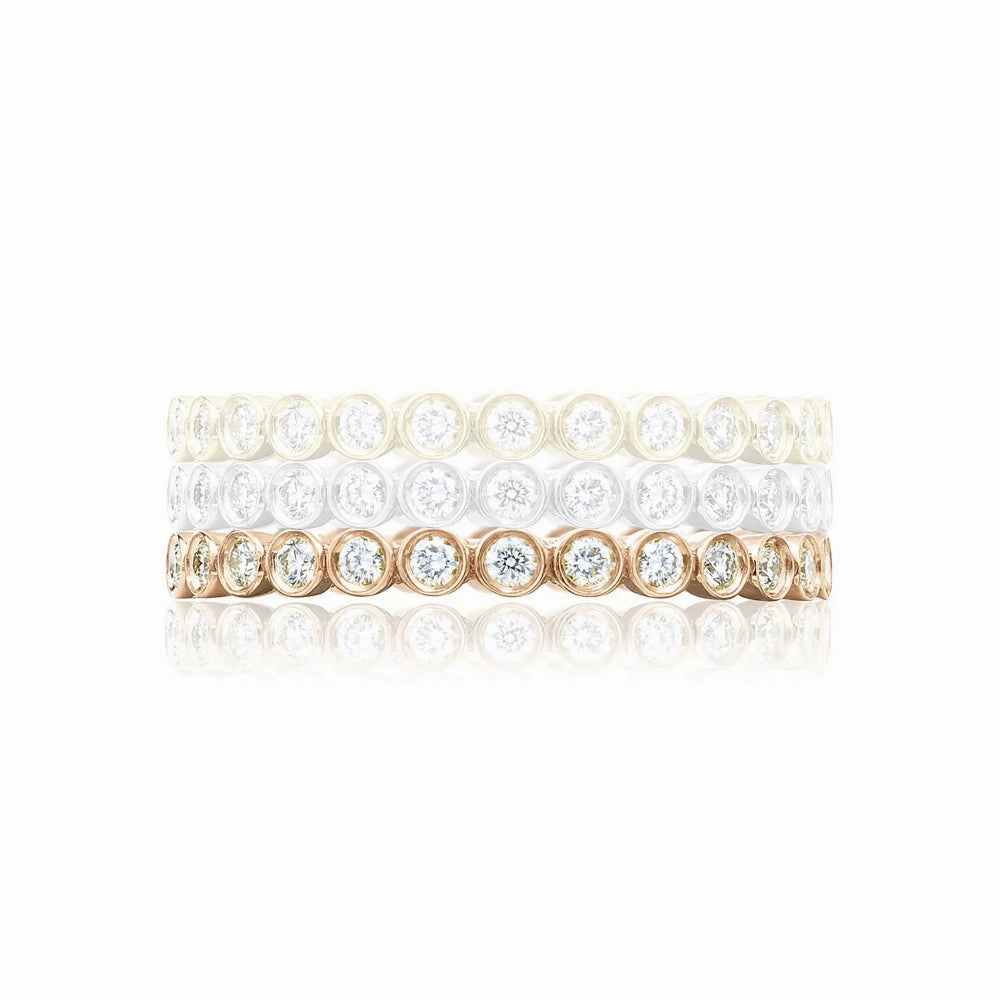 Tacori Sculpted Crescent 18k Gold Bezel Droplet Diamond Eternity Wedding Band