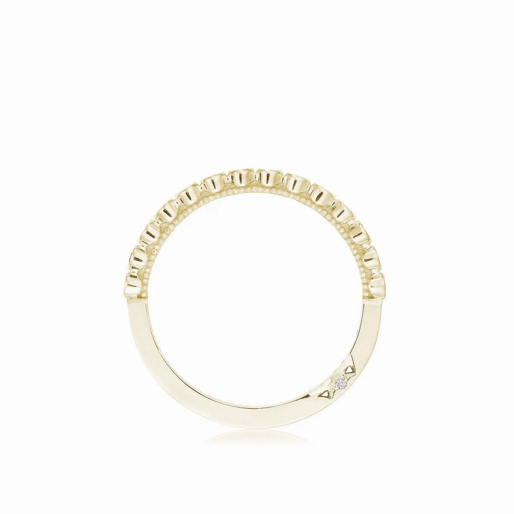 Tacori Sculpted Crescent 18k Gold Bezel Droplet Ruby Wedding Band - Half-Way