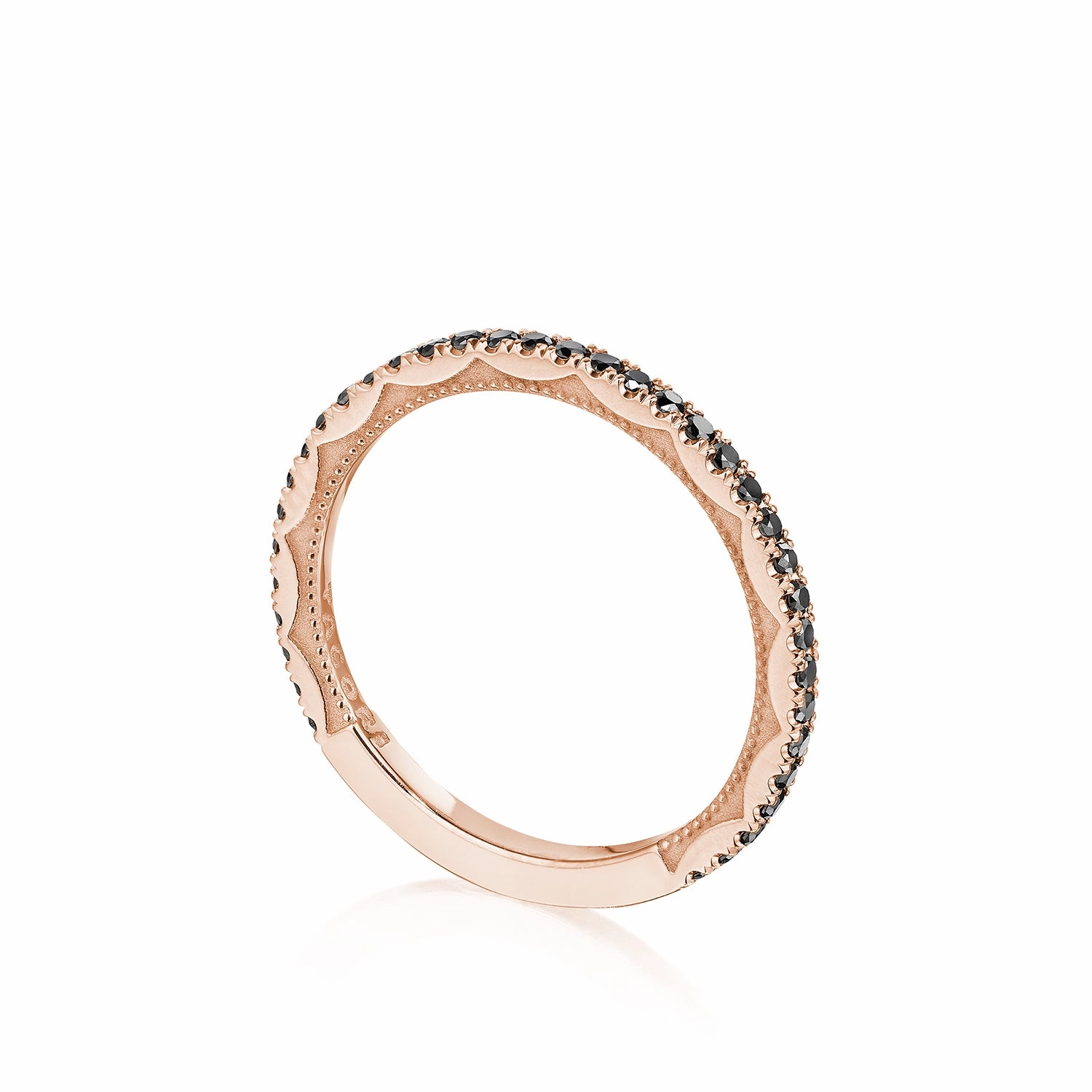 Tacori Sculpted Crescent Round Bezel Droplet Wedding Band with Black Diamond