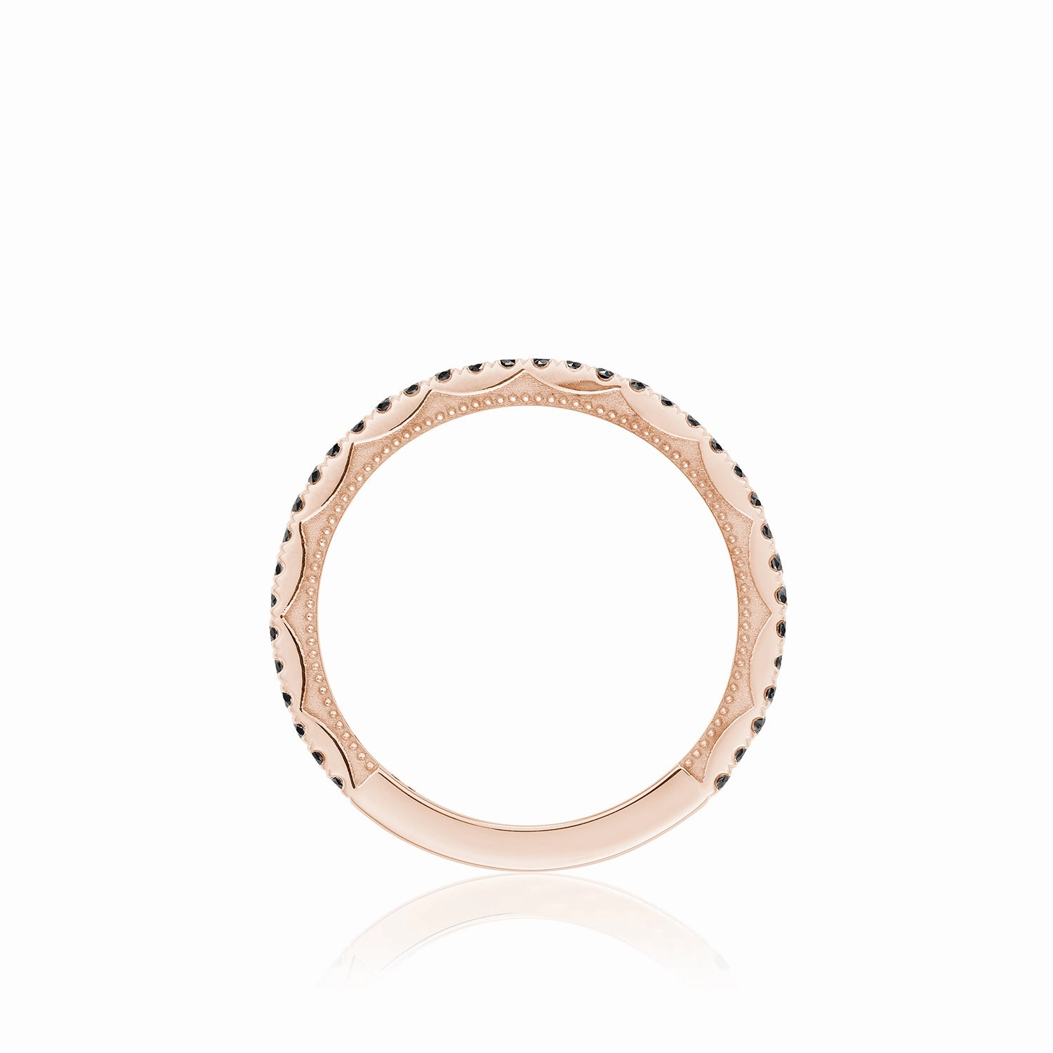 Tacori Sculpted Crescent Round Bezel Droplet Wedding Band with Black Diamond