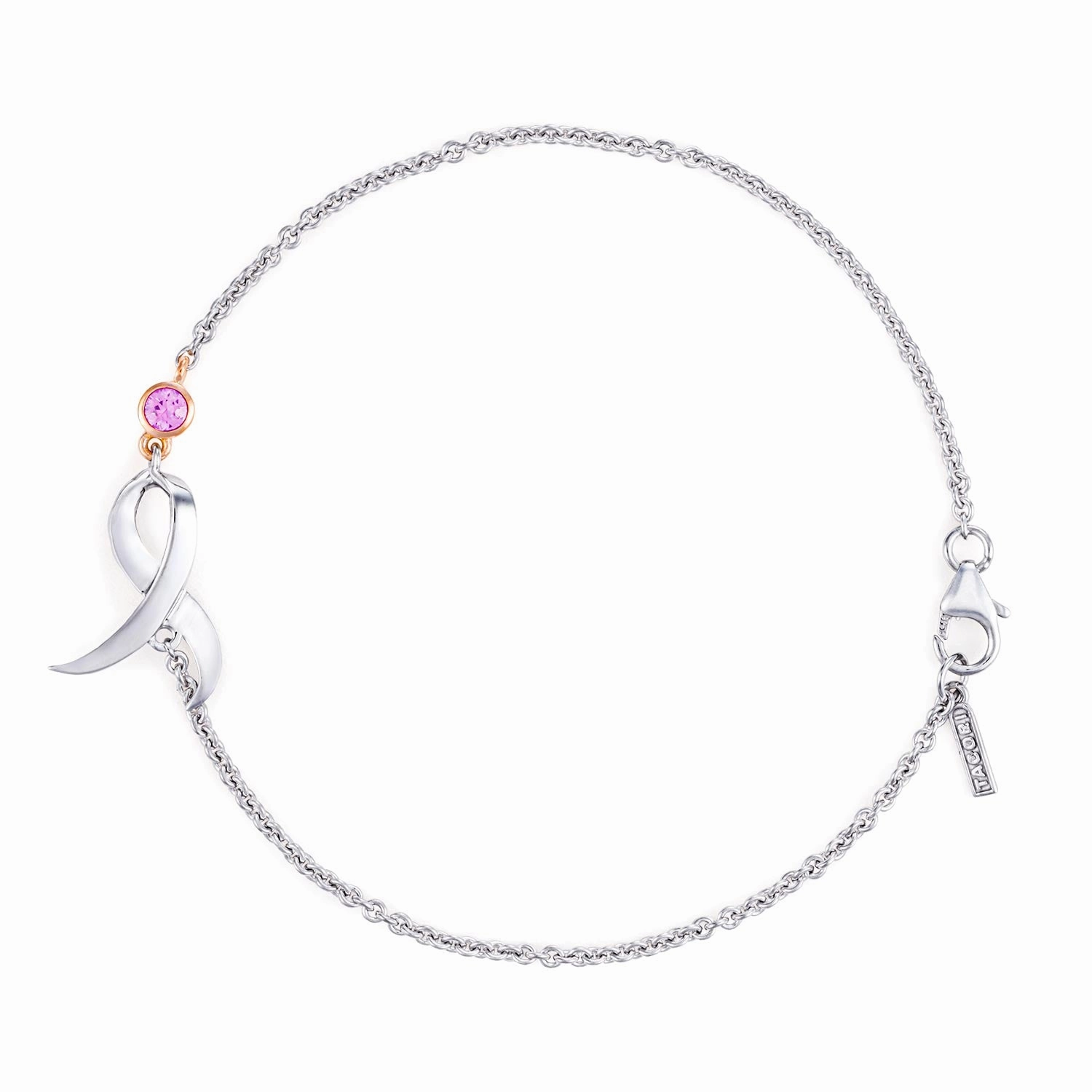 Tacori Sterling Silver 7" Shining Strength Pink Sapphire Bracelet