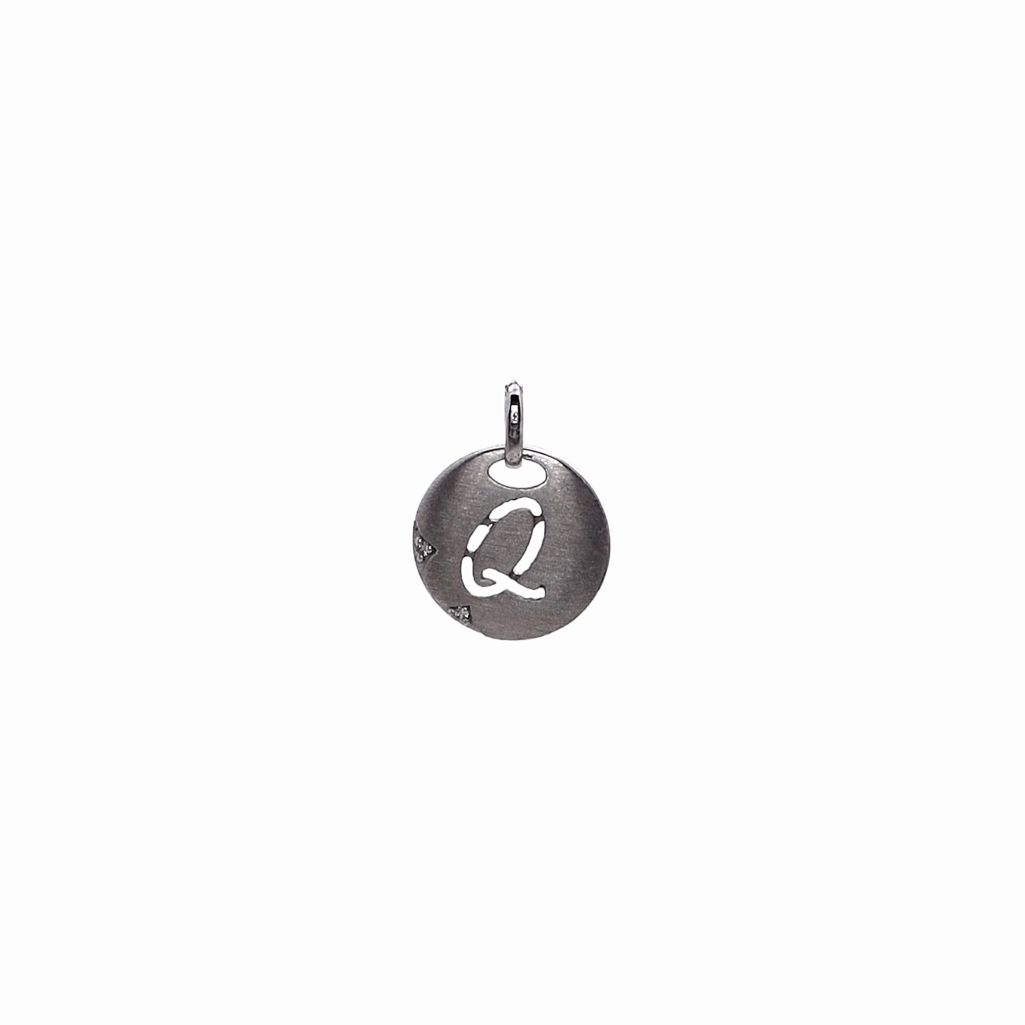 Tacori Sterling Silver Open Letter "Q" Diamond Pendant