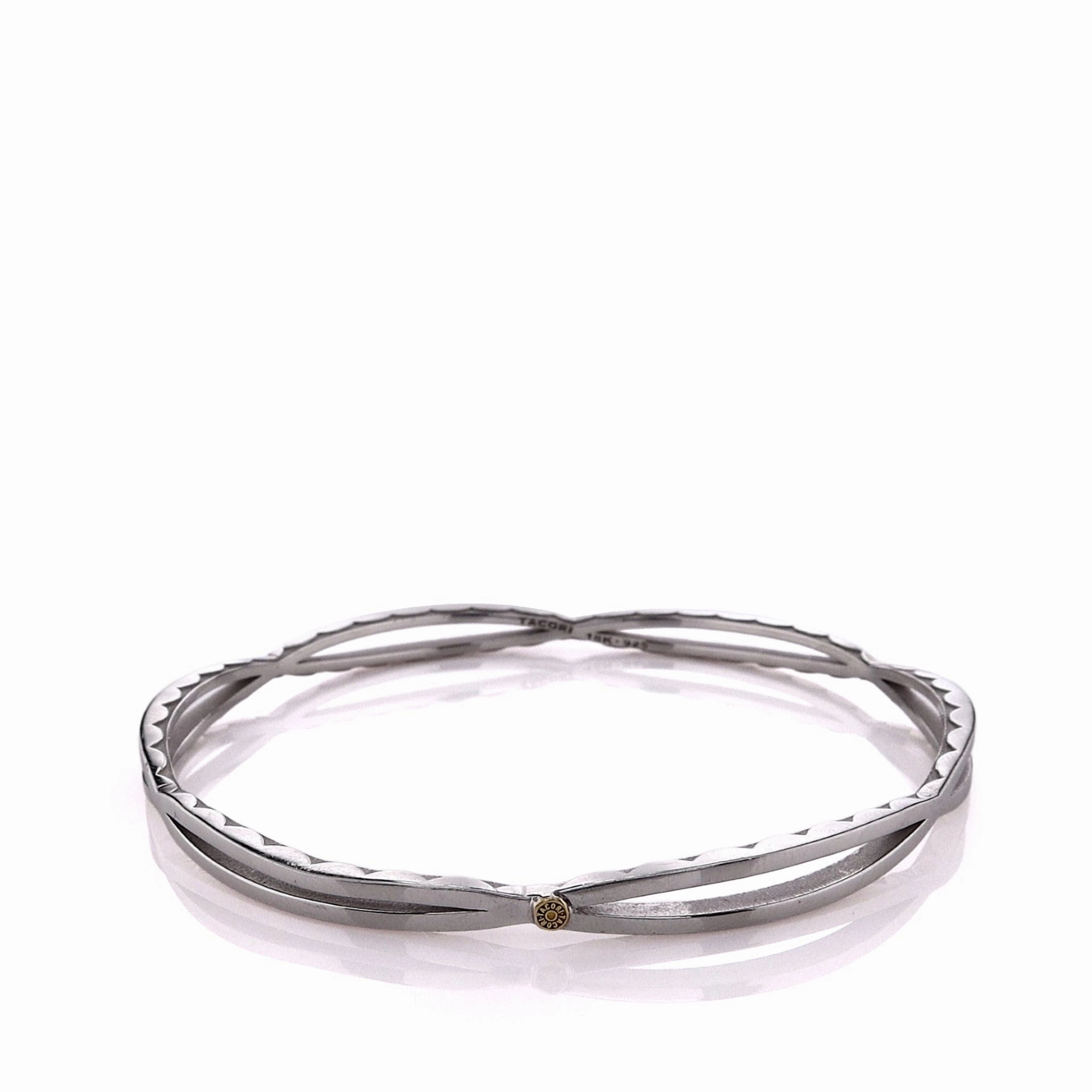 Tacori Sterling Silver Open Marquise Link Design Slip On Bangle Bracelet - Medium