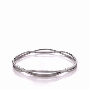 Tacori Sterling Silver Open Marquise Link Design Slip On Bangle Bracelet - Medium