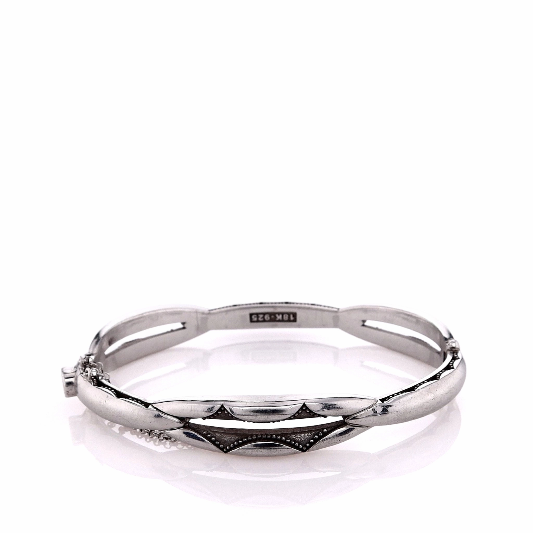 Tacori Sterling Silver Oval Promise Bangle Bracelet With Small Key