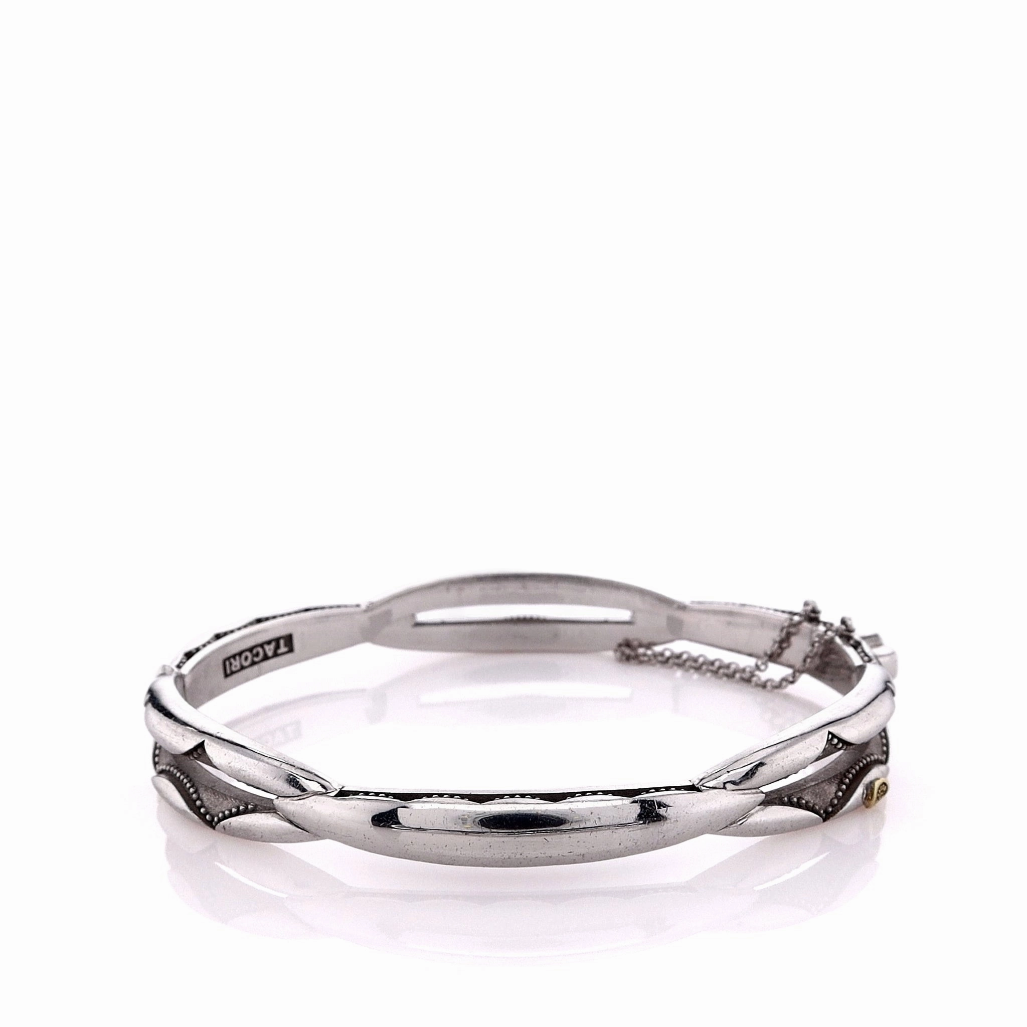 Tacori Sterling Silver Oval Promise Bangle Bracelet With Small Key