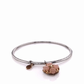 Tacori Sterling Silver Peach Moonstone Charm Bangle Bracelet